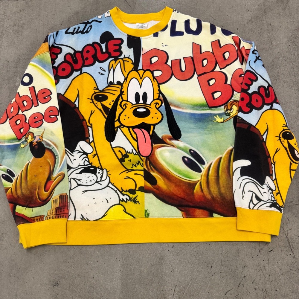 Disney Parks Mickey Mouse All Over Print Sweatshirt Large Oversized PLUTO